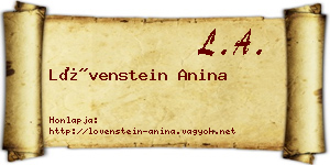 Lövenstein Anina névjegykártya